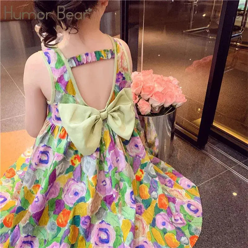Floral Princess Sundress Oil Painting A Line Dress For Girls