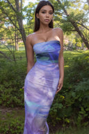 Floral Print Backless Tube Top Stylish Slim Fit Dress For Women