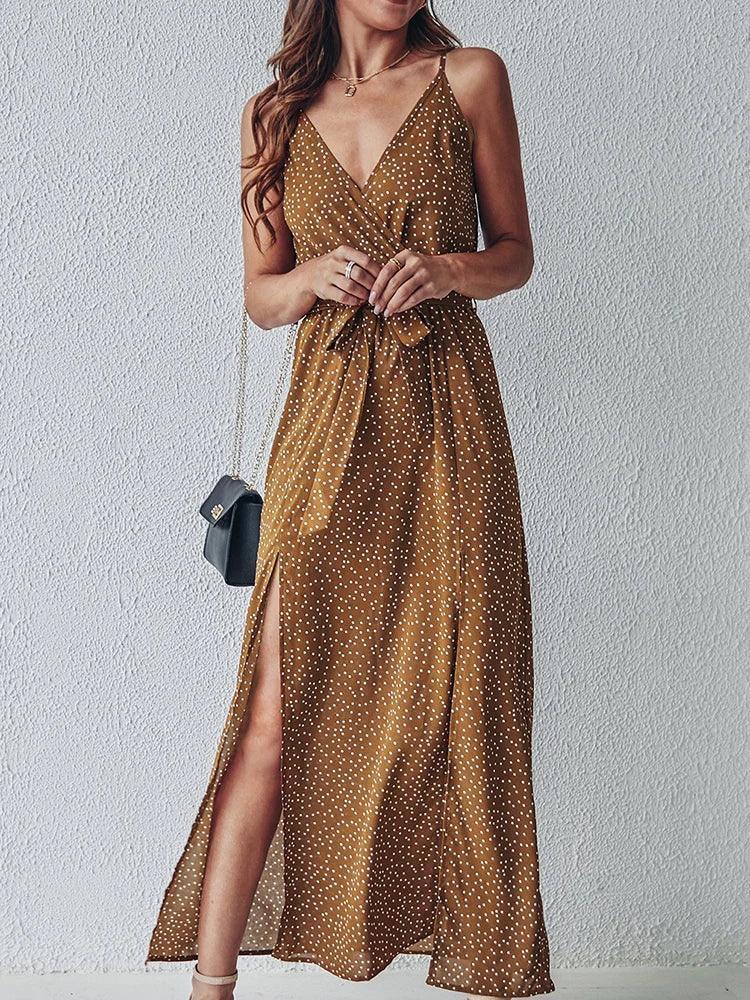 Floral Print Long Beach Dress For Women Sundress Casual