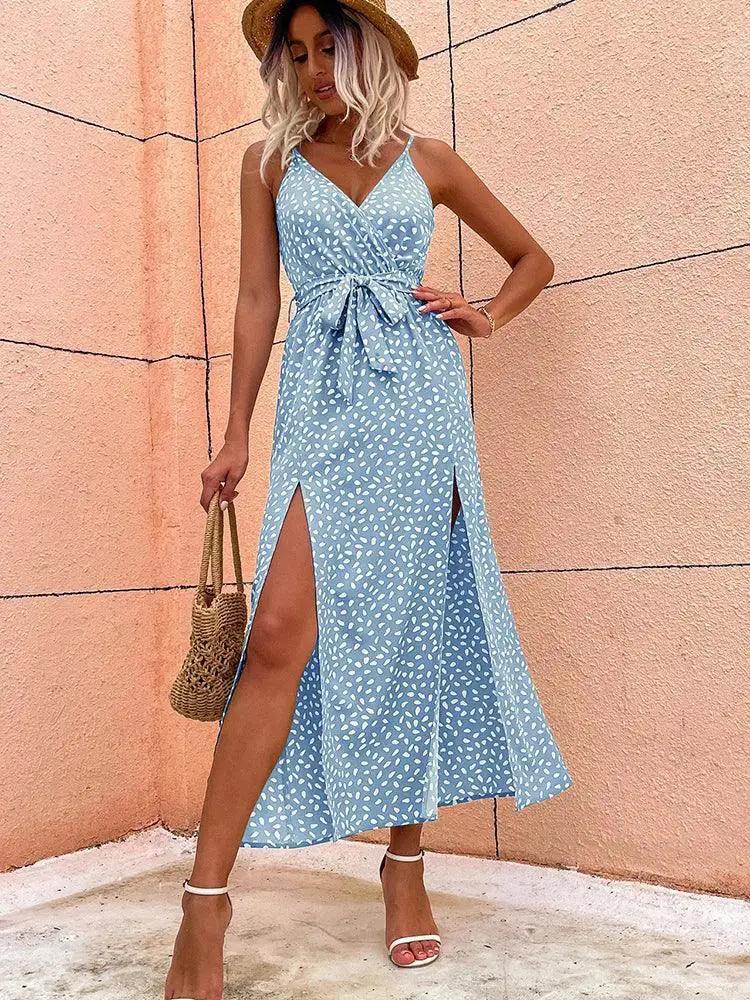 Floral Print Long Beach Dress For Women Sundress Casual