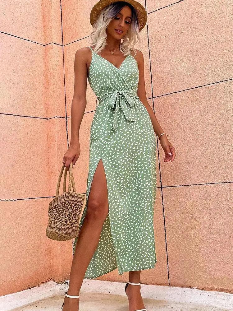 Floral Print Long Beach Dress For Women Sundress Casual