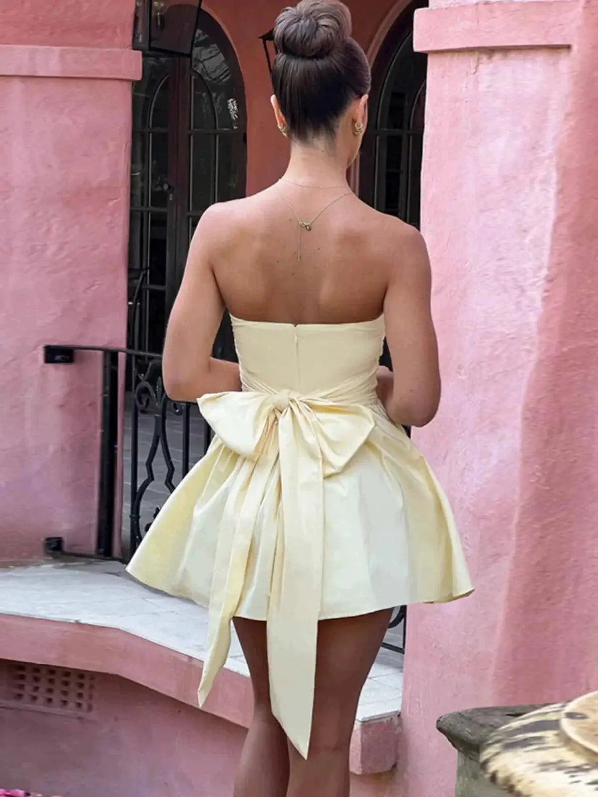 Floral Tube Top Dress Strapless Knot Hem Summer Style