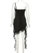 Flounce Peplum Black Dress: Elegant Backless Style Appeal