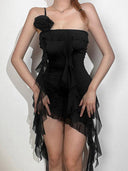 Flounce Peplum Black Dress: Elegant Backless Style Appeal