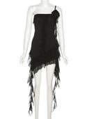 Flounce Peplum Black Dress: Elegant Backless Style Appeal