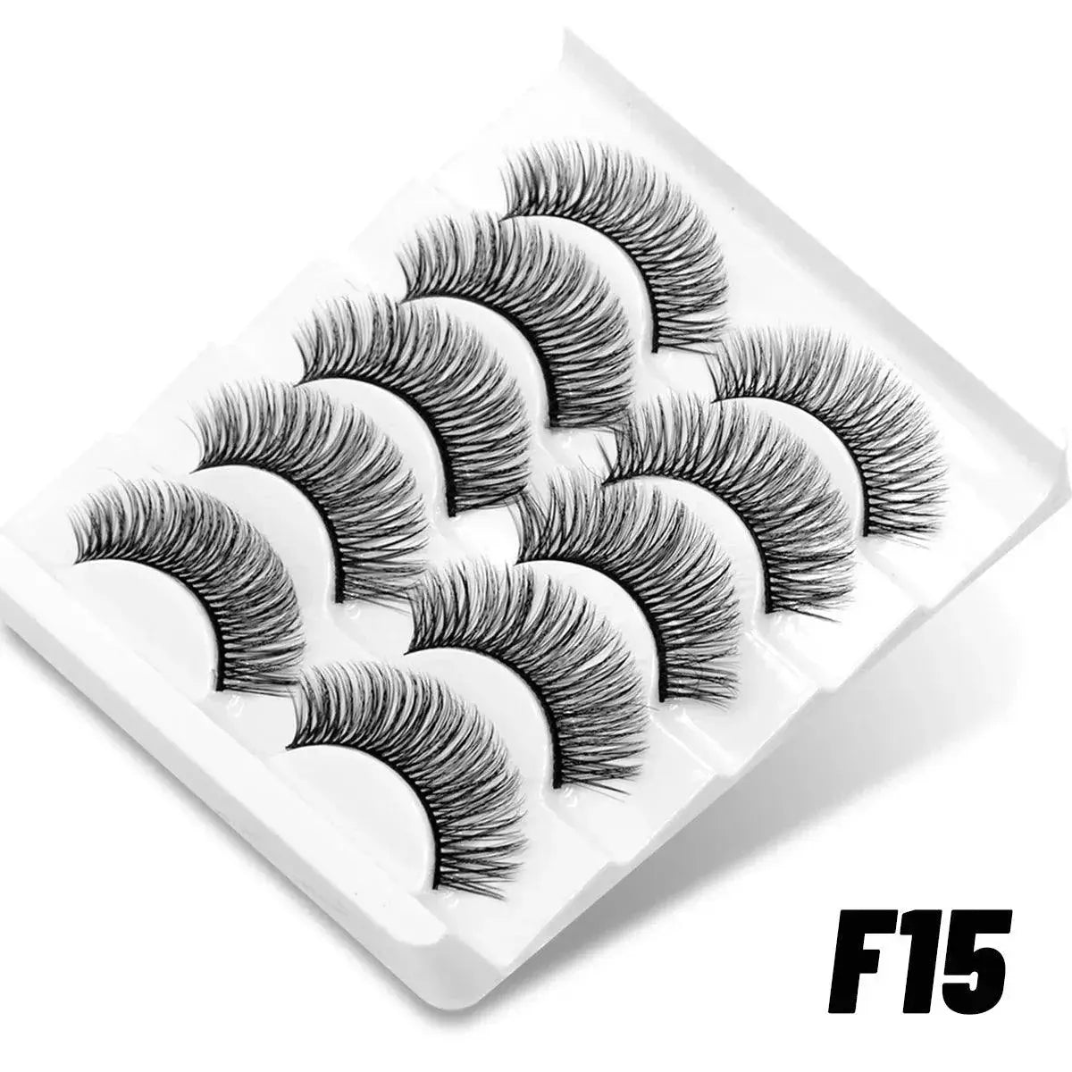 Fluffy Cat Eye 3D False Lashes Natural Glamour Set