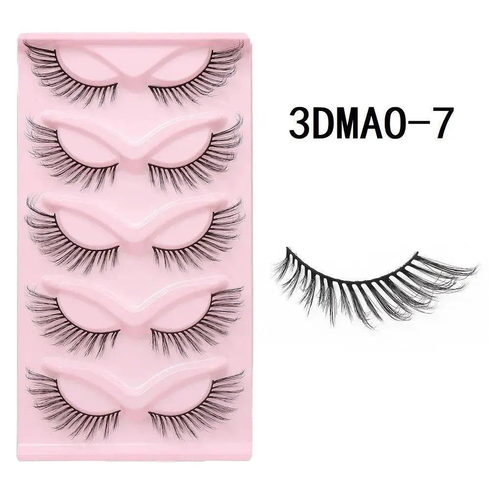 Fluffy Cat Eye 3D False Lashes Natural Glamour Set