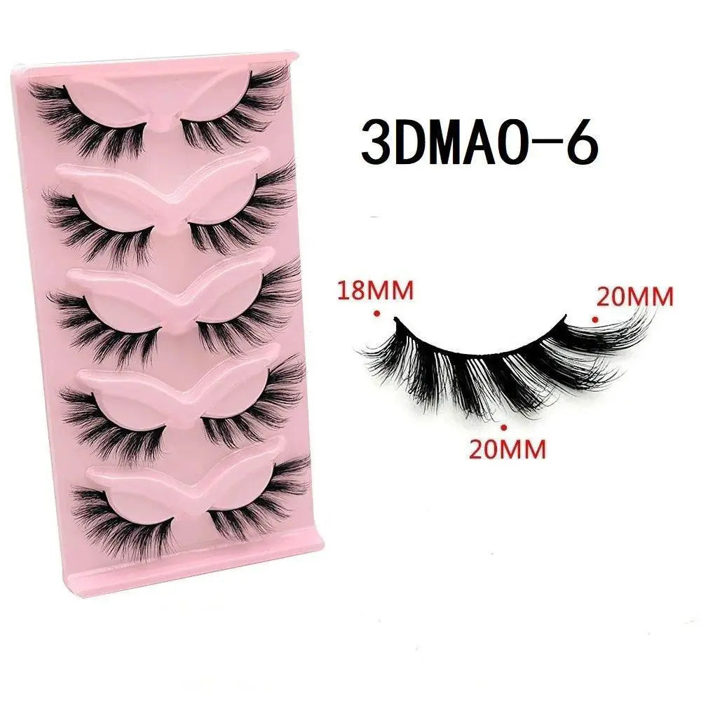 Fluffy Cat Eye 3D False Lashes Natural Glamour Set
