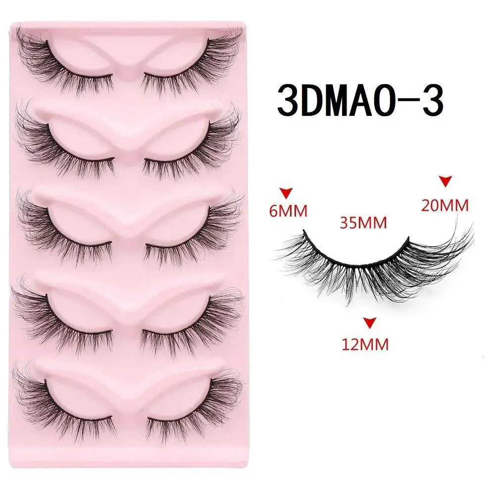 Fluffy Cat Eye 3D False Lashes Natural Glamour Set