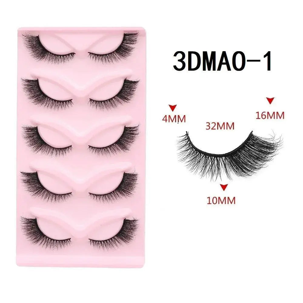 Fluffy Cat Eye 3D False Lashes Natural Glamour Set