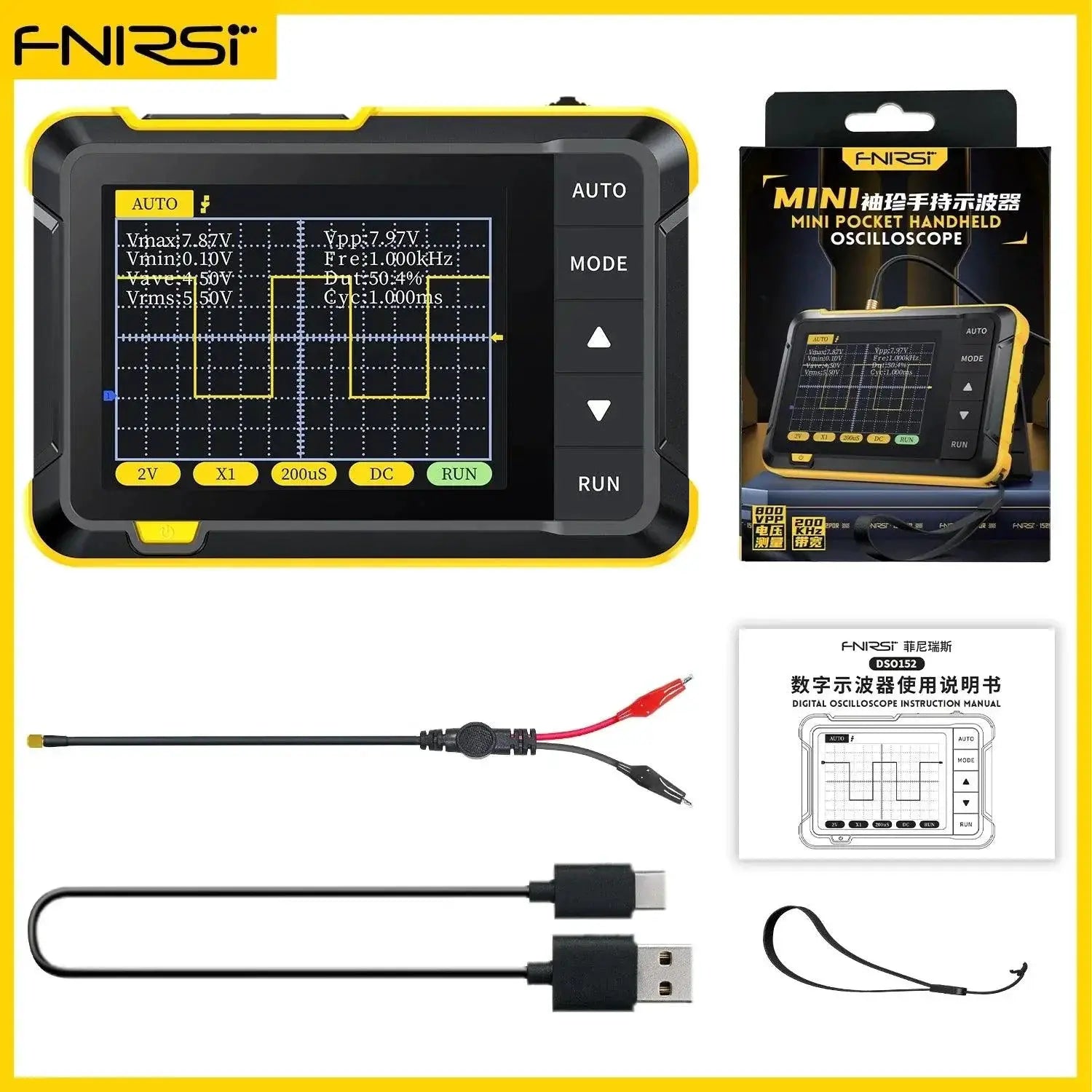 FNIRSI DSO152 Handheld Digital Oscilloscope Compact Tool