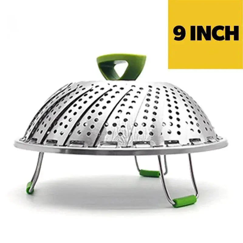 Foldable 9 Inch Stainless Steel Steaming Tray For Cooking