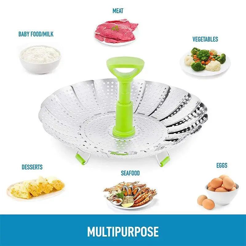Foldable 9 Inch Stainless Steel Steaming Tray For Cooking