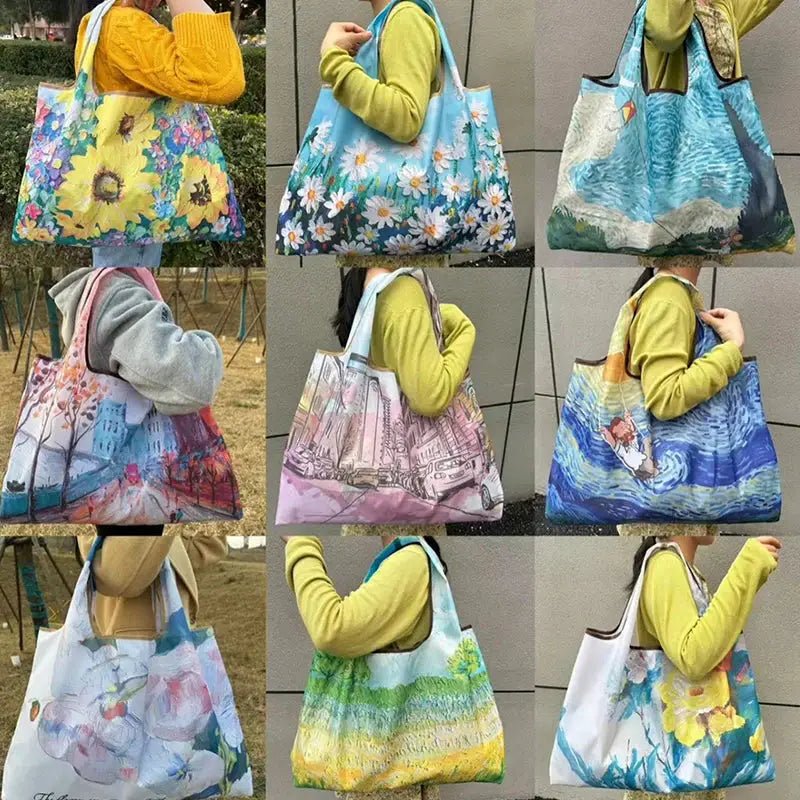 Foldable Nylon Shopping Bag Travel Tote For Groceries Eco Friendly Lightweight