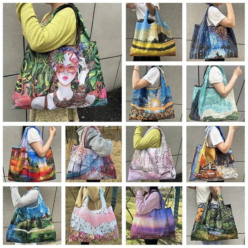 Foldable Nylon Shopping Bag Travel Tote For Groceries Eco Friendly Lightweight