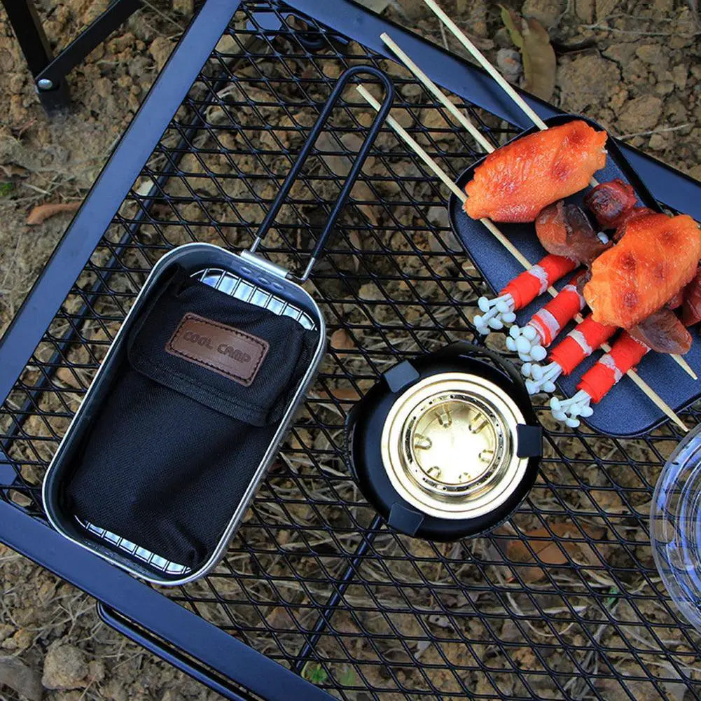 Foldable Portable Nonstick BBQ Grill Pan for Camping