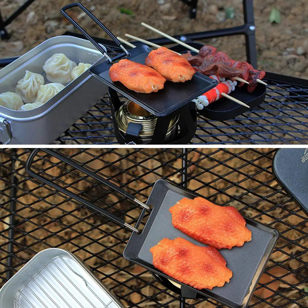 Foldable Portable Nonstick BBQ Grill Pan for Camping