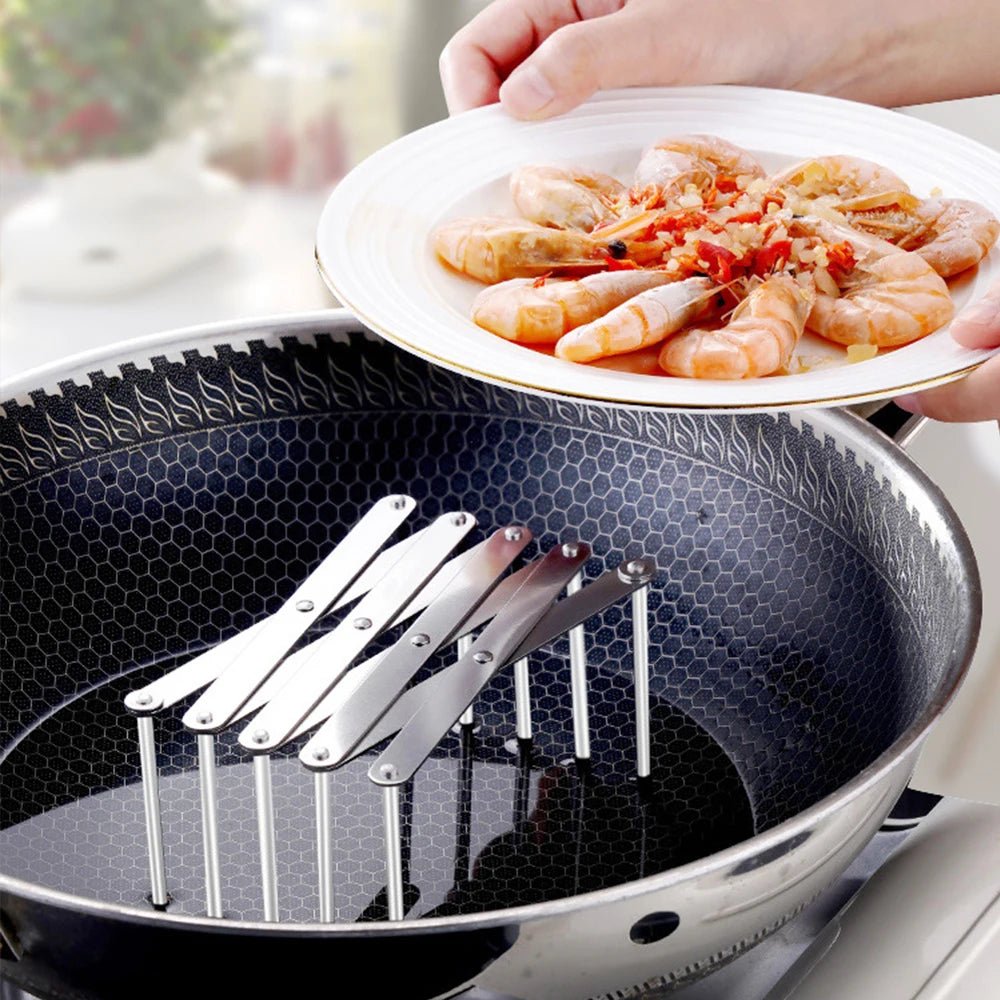 Foldable Retractable Stainless Steel Pot Lid Rack Organizer For Smaller Kitchens
