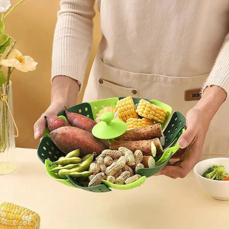 Foldable Silicone Steamer Basket For Healthy Cooking