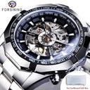Forsining Stainless Steel Skeleton Watch Luxury Sport Wristwatch