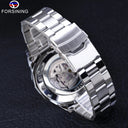 Forsining Stainless Steel Skeleton Watch Luxury Sport Wristwatch