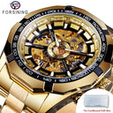 Forsining Stainless Steel Skeleton Watch Luxury Sport Wristwatch