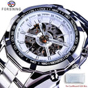 Forsining Stainless Steel Skeleton Watch Luxury Sport Wristwatch
