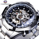 Forsining Stainless Steel Skeleton Watch Luxury Sport Wristwatch