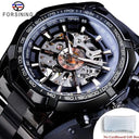 Forsining Stainless Steel Skeleton Watch Luxury Sport Wristwatch