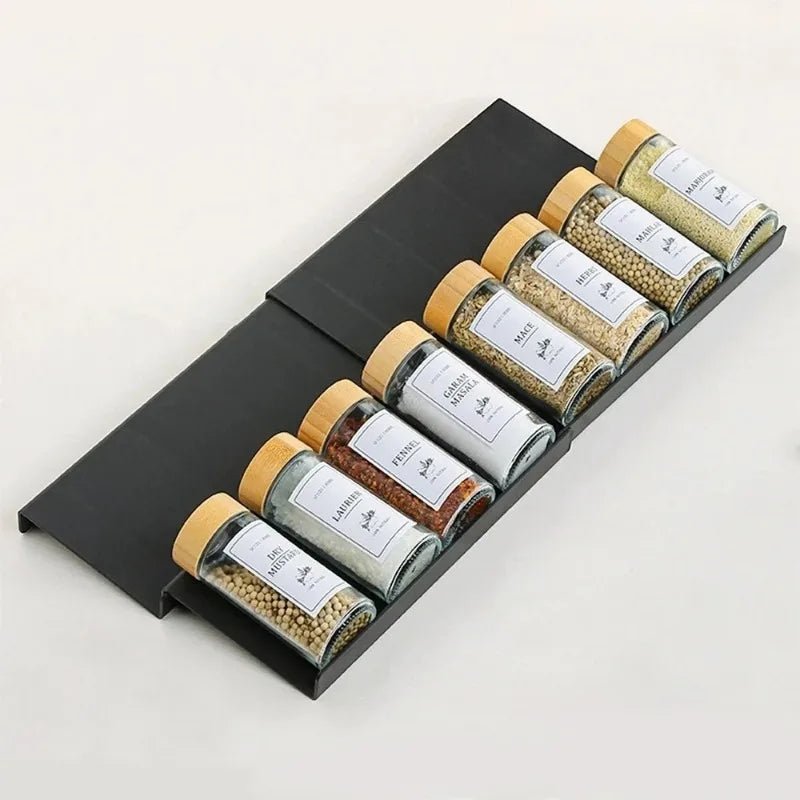 Four Layer Adjustable Spice Drawer Organizer for Jars and Bottles Spice Rack