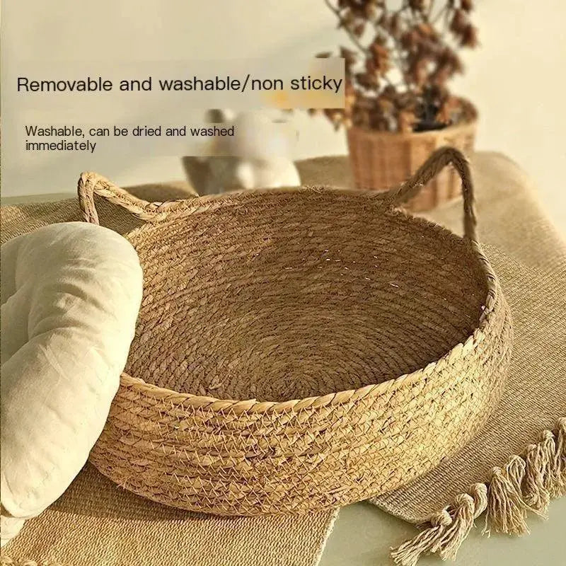 Four Seasons Woven Cat Bed With Removable Upholstery
