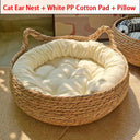 Four Seasons Woven Cat Bed with Removable Upholstery