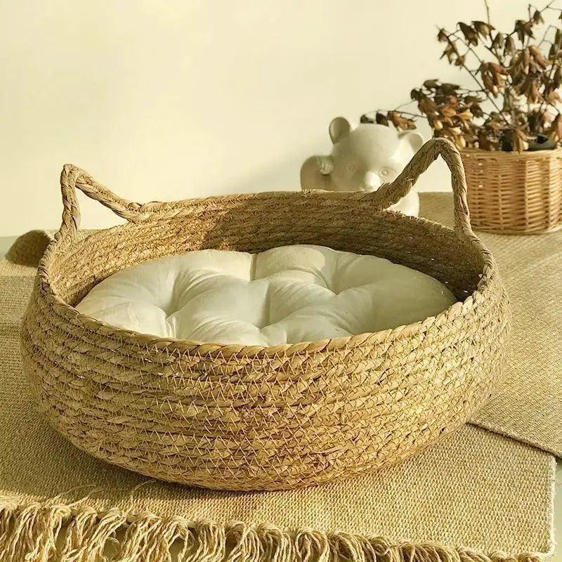 Four Seasons Woven Cat Bed With Removable Upholstery