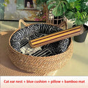 Four Seasons Woven Cat Bed with Removable Upholstery