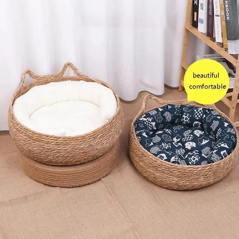Four Seasons Woven Cat Bed With Removable Upholstery