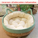 Four Seasons Woven Cat Bed with Removable Upholstery