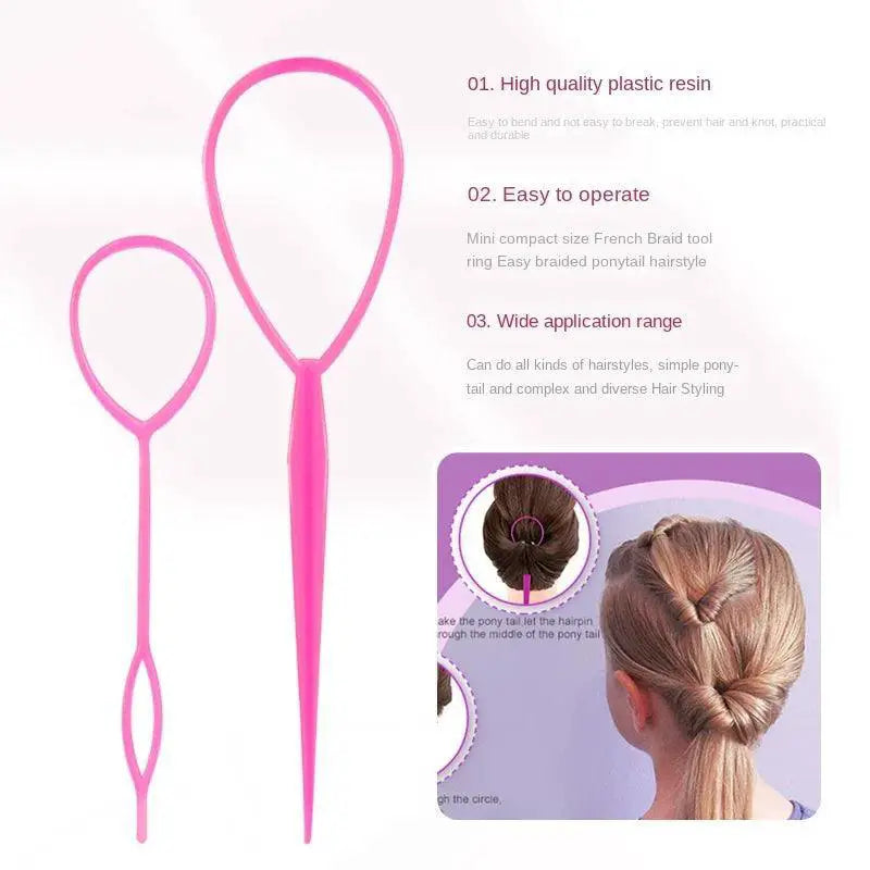 French Braid Hair Styling Kit With Elastic Bands Remover Pro