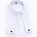 French Cuffs White Formal Shirt for Men's Office Attire