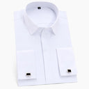 French Cuffs White Formal Shirt for Men's Office Attire
