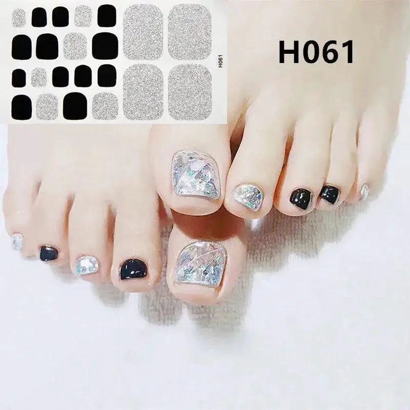 French Glam Toenail Sticker Set Glitter Sequins Wraps