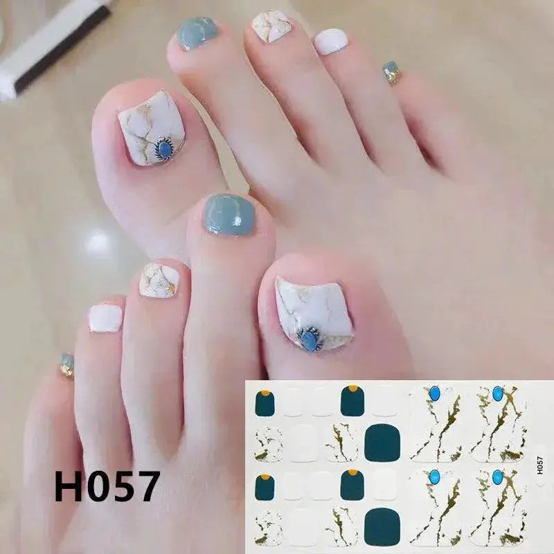 French Glam Toenail Sticker Set Glitter Sequins Wraps