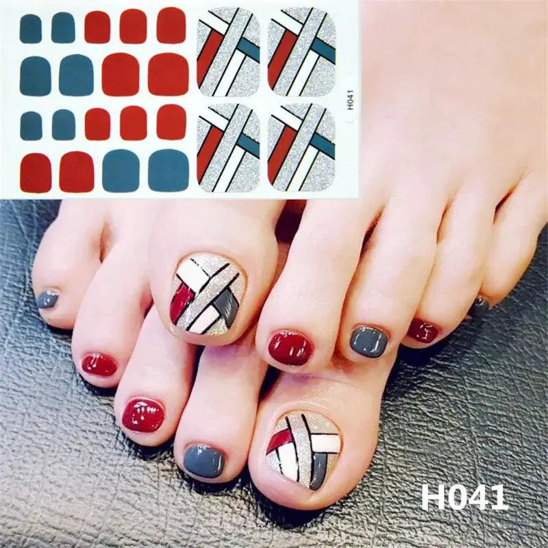 French Glam Toenail Sticker Set Glitter Sequins Wraps
