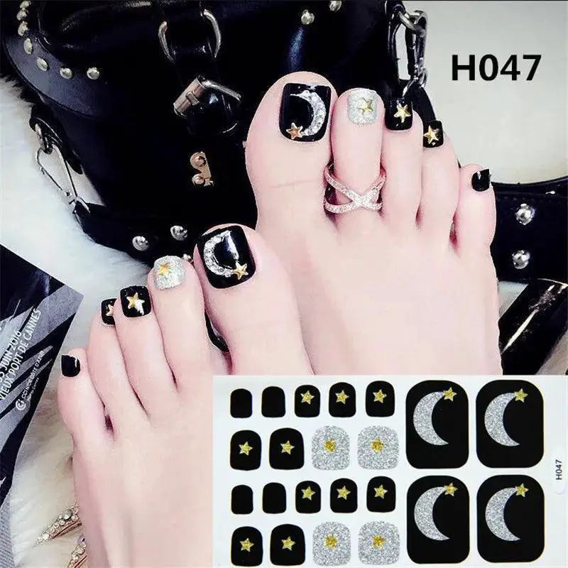 French Glam Toenail Sticker Set Glitter Sequins Wraps