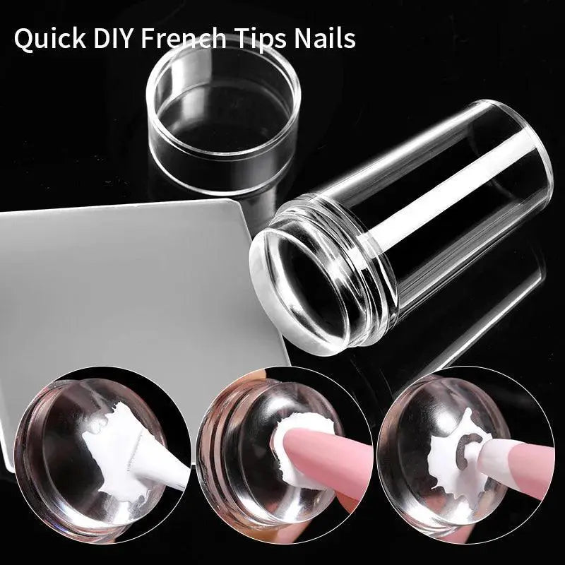 French Manicure Jelly Silicone Nail Stamper Set Tool