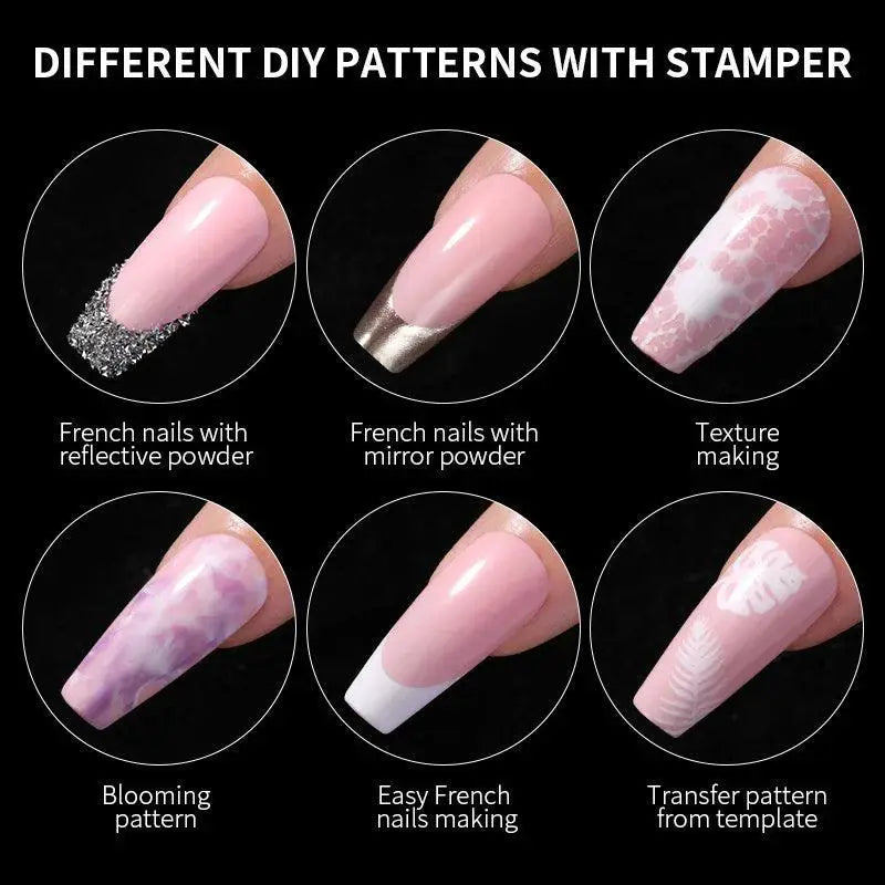 French Manicure Jelly Silicone Nail Stamper Set Tool