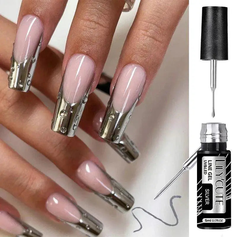 French Style Metallic Gel Nail Polish Kit Mirror Effect Set