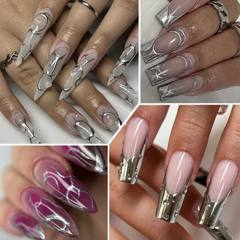 French Style Metallic Gel Nail Polish Kit Mirror Effect Set