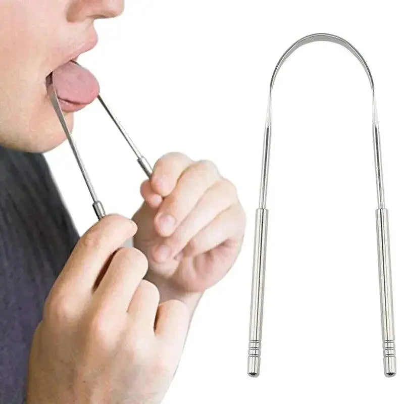 Fresh Breath Stainless Steel Tongue Scraper Set Essential