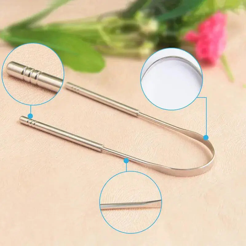 Fresh Breath Stainless Steel Tongue Scraper Set Essential