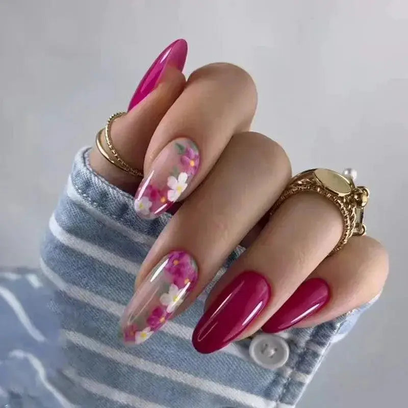 Fresh Purple Floral Press On False Nails Kit Quick Style